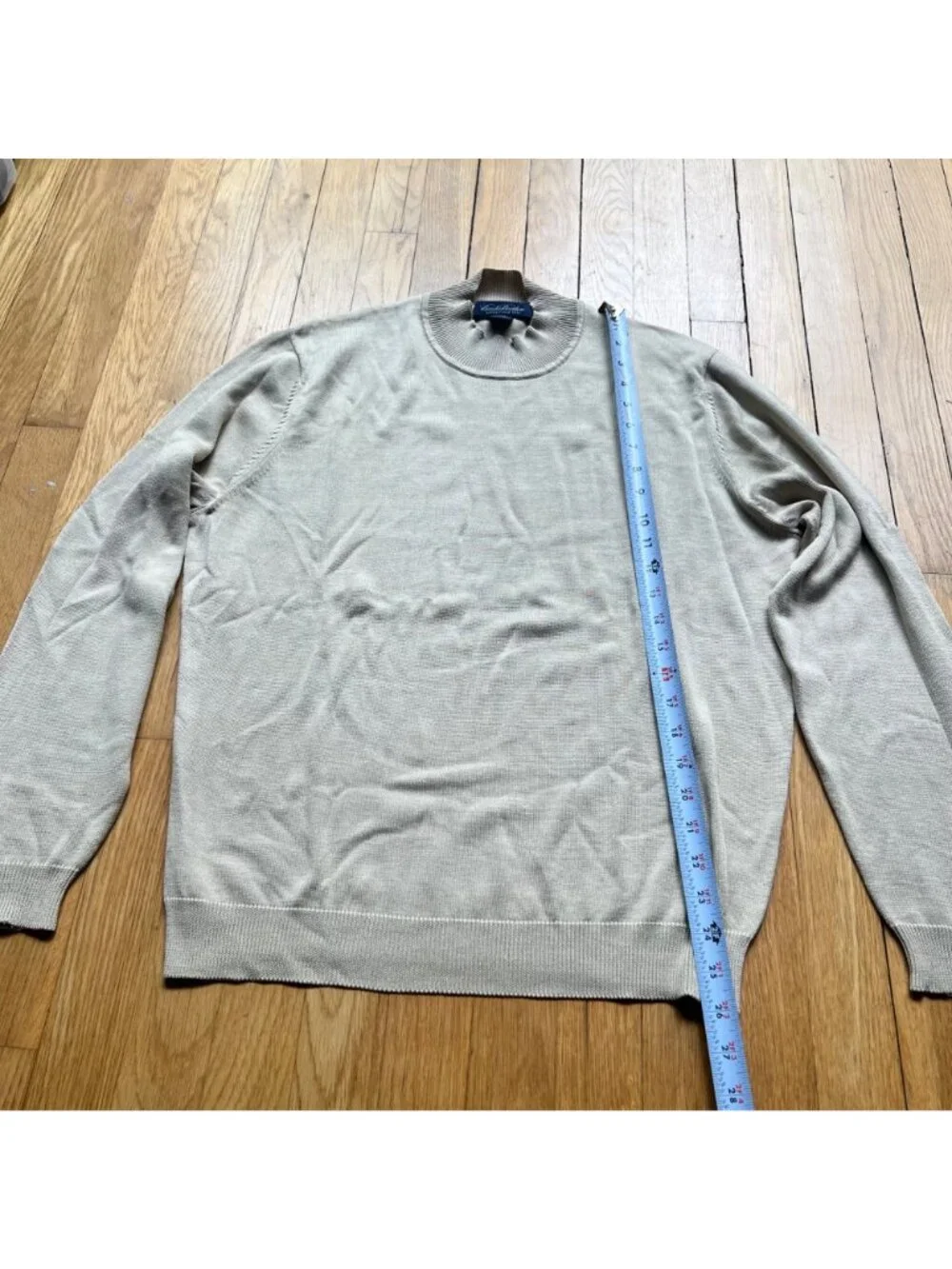 Vintage Brooks Brothers M Beige Gold Silk Blend Long Sleeve Mock Neck Sweater